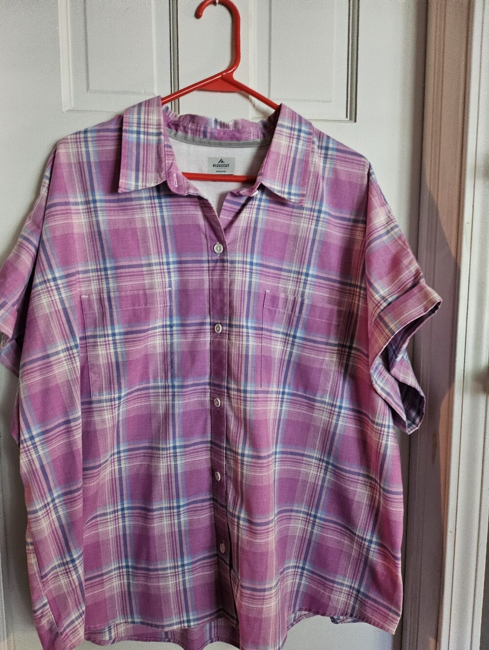 Women's TSC Ridgecut Pink Plaid Short-Sleeve Button-Up Shirt